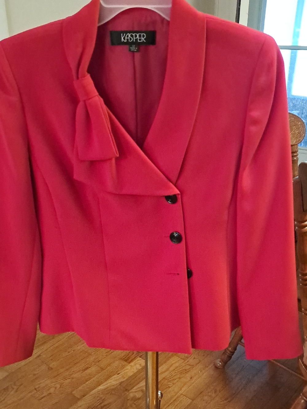 Kasper Women's Bright Red Bow-Accent Tailored Blazer